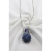 Paslanmaz Çelik Zincirli Lapis Lazuli Doğal Taşlı Parfüm Şişesi Kolye, Hediyelik Aksesuar (60 cm)