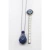 Paslanmaz Çelik Zincirli Lapis Lazuli Doğal Taşlı Parfüm Şişesi Kolye, Hediyelik Aksesuar (60 cm)