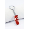 Gümüş Renk Detaylı Kırmızı Bayraklı Ay Yıldızlı Anahtarlık, Hediyelik Çanta Süsü