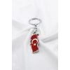 Gümüş Renk Detaylı Kırmızı Bayraklı Ay Yıldızlı Anahtarlık, Hediyelik Çanta Süsü