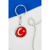 Gümüş Renk Halkalı Türk Bayarklı Ay Yıldız Anahtarlık, Hediyelik Çanta Süsü