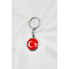 Gümüş Renk Halkalı Türk Bayarklı Ay Yıldız Anahtarlık, Hediyelik Çanta Süsü