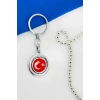 Gümüş Renk Halkalı Hareketli Ay Yıldız Anahtarlık, Hediyelik Çanta Süsü