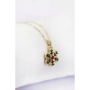 Gold Zincirli Yılbaşı Kar Tanesi Figürlü Kolye, Hediyelik Christmas Kolye (45 cm)