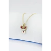 Gold Zincirli Yılbaşı Geyik Figürlü Kolye, Hediyelik Christmas Kolye (45 cm)