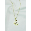 Gold Zincirli Yılbaşı Kardan Adam Figürlü Kolye, Hediyelik Christmas Kolye (45 cm)
