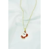 Gold Zincirli Yılbaşı Noel Baba Figürlü Kolye, Hediyelik Christmas Kolye (45 cm)