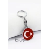 Yuvarlak Türk Bayrağı Metal Anahtarlık, Hediyelik Çanta Süsü