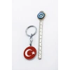 Yuvarlak Türk Bayrağı Metal Anahtarlık, Hediyelik Çanta Süsü
