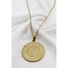 Zarif İnşirah § Fatiha Süreleri 316L Paslanmaz Çelik Lazer Kazıma Gold Renkli Kolye 3,5cm