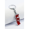Kırmızı Türkiye Haritası Metal Anahtarlık, Türk Bayrağı Çanta Süsü