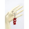 Türkiye Yazılı Harita Metal Anahtarlık Ay Yıldızlı Kırmızı Tasarım, Türk Bayrağı Çanta Süsü