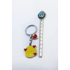 Gülümseyen Emoji Metal Anahtarlık, Kırmızı Metal Kalpli Küçük Çanta Süsü