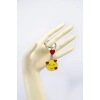 Gülümseyen Emoji Metal Anahtarlık, Kırmızı Metal Kalpli Küçük Çanta Süsü