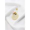 Gold Renkli Mineli Pembe Nazar Boncuğu Metal Ayetel Kürsi Bebek İçin Çengelli Iğne 1 Adet