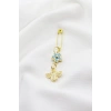 1 Adet Mavi Çiçek ve Arı Figürlü Çengelli İğne Süsü, Baby Shower, Mevlit, Hediyelik ve Bohça Aksesuarı
