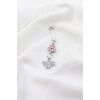 1 Adet Mavi Çiçek ve Arı Figürlü Gümüş Renkli Çengelli İğne Süsü, Baby Shower, Mevlit ve Bohça Aksesuarı