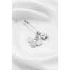 1 Adet Minik Beyaz Çiçek ve Arı Figürlü Gümüş Renkli Çengelli İğne Süsü, Baby Shower, Mevlit ve Bohça