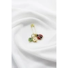 1 Adet Uğur Böceği, Papatya, Yeşil Nazar Boncuğu Çengelli İğne, Nişan, Düğün, Mevlit ve Hediye Paketi Aksesuarı Gold Renkli