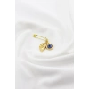 1 Adet Metal Nazar Boncuğu Yaprak Minimal Gold Renkli Çengelli İğne