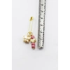 1 Adet Pembe Boncuklu Metal Kelebek ve Kalpli Çengelli İğne, Mevlit,Düğün, Gelin Bohçası Gold Renkli