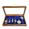 Ahşap Kutulu Denizci Temalı Pirinç Anahtarlık Seti KEY-0285