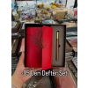 Yaprak Desenli Deri Defter Kalem Set