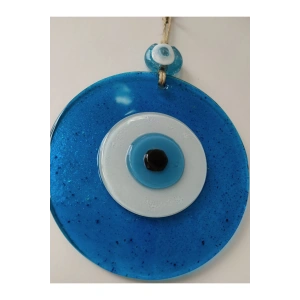 Turkuaz El Yapımı Cam Nazar Boncuğu 12 Cm