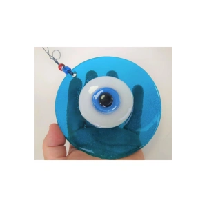 Turkuaz El Yapımı Büyük Cam Nazar Boncuğu 12 Cm