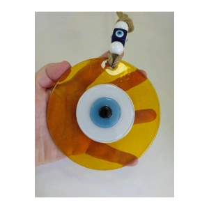 Sarı Nazar Boncuğu 12 Cm El Yapımı Duvar Dekoru