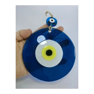 Mavi Büyük Cam Nazar Boncuğu 12 Cm El Yapımı Hediyelik Eşya