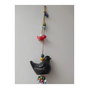 Seramik Ikili Kuş Nazarlık El Yapımı Duvar Dekoru Büyük Kuş 11*8 Cm Küçük Kuş 7*3 Cm