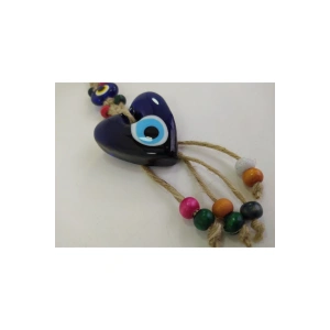 Kalp Nazar Boncuğu 6 cm Makrome Duvar Dekoru