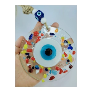 Renkli Nazar Boncuğu 12cm El Yapımı Cam Duvar Dekoru