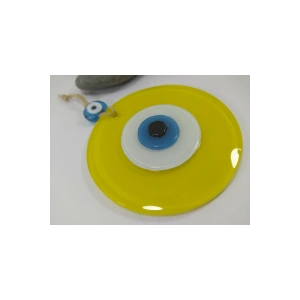 Opak Sarı Nazar Boncuğu 12 Cm El Yapımı Duvar Dekoru