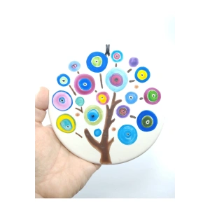 Hayat Ağacı Dekoru 14 Cm Seramik El Yapımı Nazarlık Duvar Dekoru Hediyelik Eşya