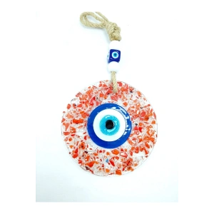 Kırmızı Nazar Boncuğu 13 Cm El Yapımı Cam Duvar Dekoru