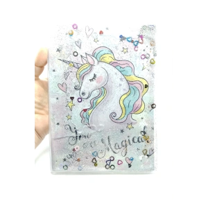 Hediyelik Defter A5 Boy Simli Ve Sulu Şeffaf Unicorn Temalı Defter Okula Başlangıç Hediyesi