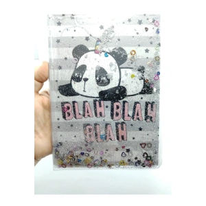 Hediyelik Defter A5 Boy Simli Ve Sulu Şeffaf Panda Temalı Defter Okula Başlangıç Hediyesi