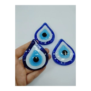 Cam Nazar Boncuklu Üçlü Magnet Seti El Yapımı Hediyelik Eşya 6x7 Cm