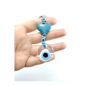 Saydam Nazar Boncuklu Anahtarlık Kalp Temalı El Yapımı Cam Hediyelik Aksesuar