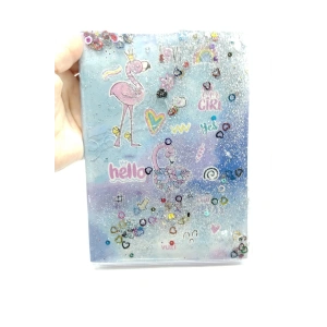 Hediyelik Defter A5 Boy Simli Ve Sulu Şeffaf Flamingo Temalı Defter Okula Başlangıç Hediyesi