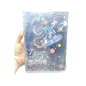 Hediyelik Defter A5 Boy Simli Ve Sulu Şeffaf Roket Temalı Defter Okula Başlangıç Hediyesi