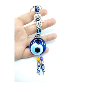 Fatıma Eli/hamse Detaylı Nazar Boncuğu Anahtarlık/araba Dikiz Ayna Süsü Cam El Yapımı Aksesuar