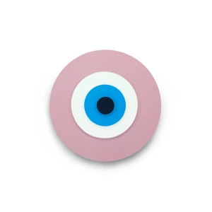 Minimalist Bebe Pembe Nazar Boncuğu El Yapımı Ahşap Büyük Nazarlık 20 Cm Hediyelik Eşya