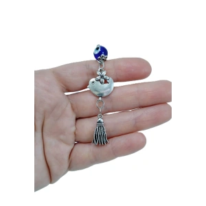 Metal Kuş Nazar Boncuğu Araba Dikiz Ayna Süsü Metal Püslüllü Hediyelik Aksesuar