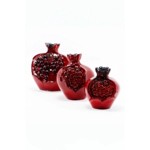 Kırmızı Polyester 3lü Taneli Dekoratif Nar, Hediyelik Nar Dekoratif Obje