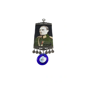 El Yapımı Cam Nazar Boncuklu M. K Atatürk Duvar Süsü, Hediyelik Duvar Süsü