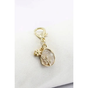 Mineli Minimalist Çiçekli Klipsli Cüzdan Süsü Charm Çanta Süsü Anahtarlık
