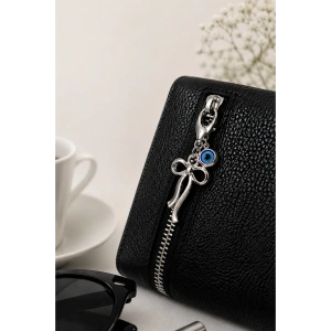 Metal Fiyonk Metal Nazar Boncuğu Klipsli Küçük Charm Anahtarlık Cüzdan Çanta Süsü